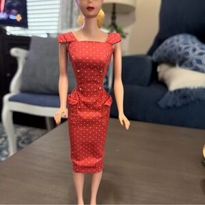 Vintage Barbie Rust Dotted Sheath Dress - Fashion Pak (1962-1963)